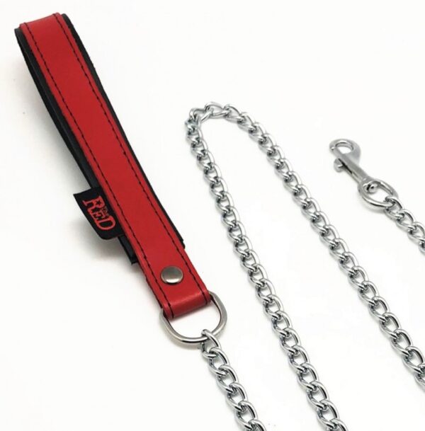 Laisse avec poignée en cuir 1m Rouge – Image 5