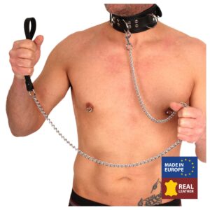 Laisse de chien en cuir noir