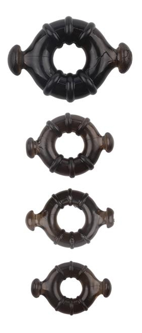 Lot de 4 cockrings Rudder Noirs