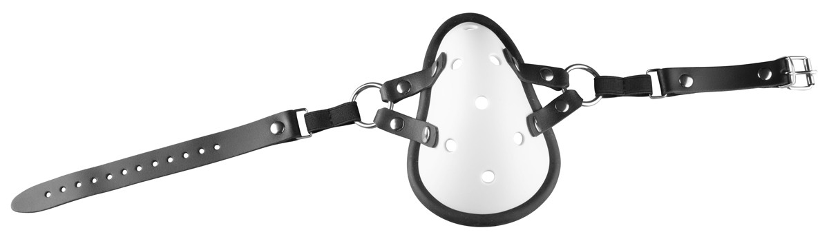 Masque avec Lanières en Cuir « Sniff my .... » Blanc – Image 6