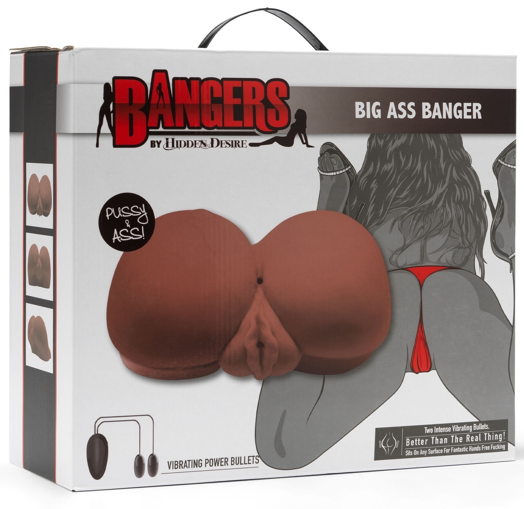 Masturbateur Réaliste Vibrant BIG ASS 2 Entrées Marron – Image 2