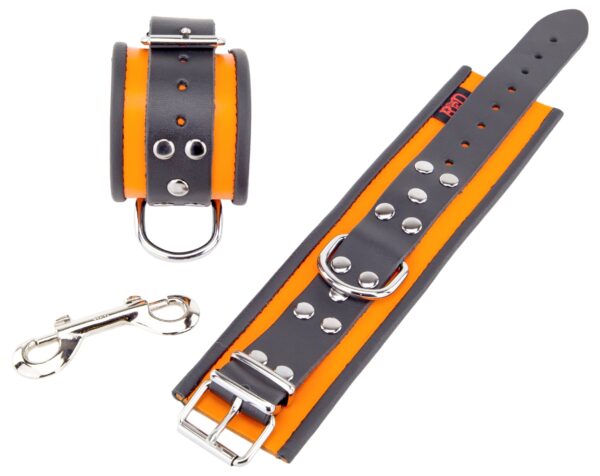 Menotte en cuir - Orange/ Noir – Image 4