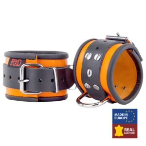 Menotte en cuir - Orange/ Noir