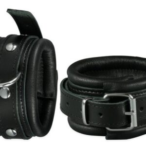 Menottes de chevilles en cuir 5cm Noir
