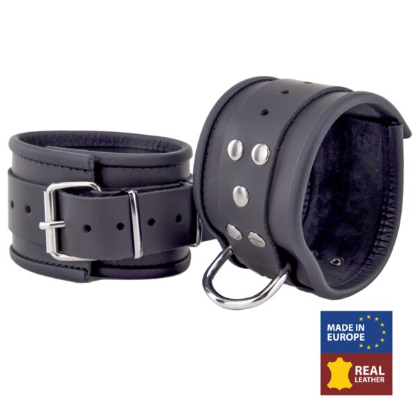 Menottes en cuir pour chevilles Noir – Image 2