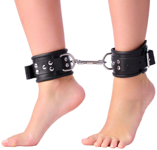 Menottes en cuir pour chevilles Noir – Image 3