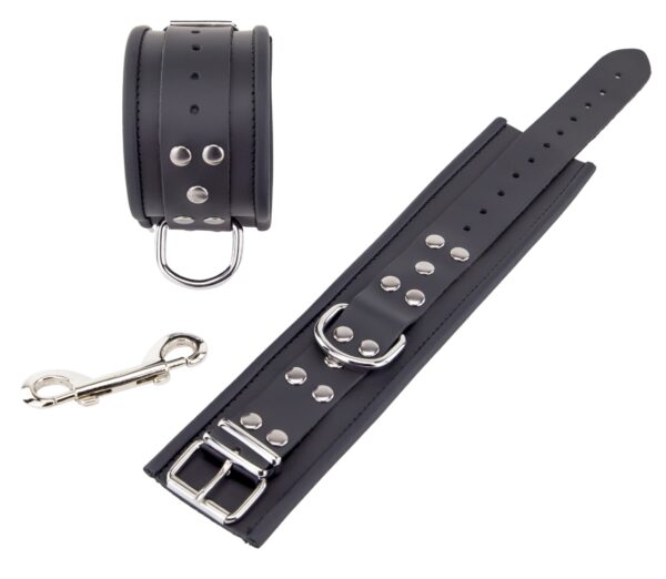 Menottes en cuir pour chevilles Noir – Image 4