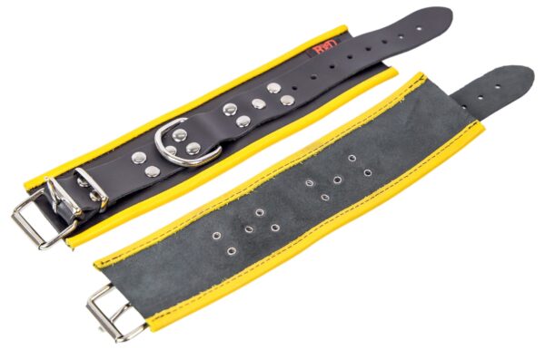 Menottes en cuir pour Chevilles Noir-Jaune – Image 3