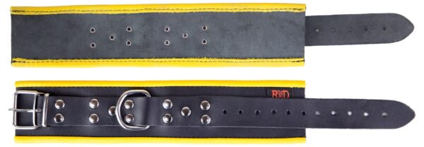 Menottes en cuir pour Chevilles Noir-Jaune – Image 4