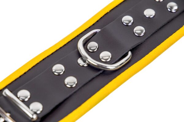 Menottes en cuir pour Chevilles Noir-Jaune – Image 5