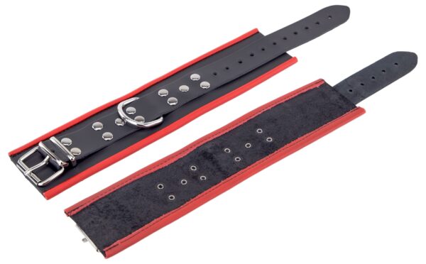 Menottes en cuir pour les chevilles Noir-Rouge – Image 5