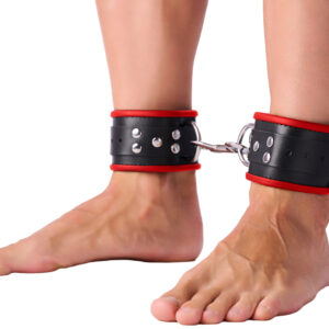 Menottes en cuir pour les chevilles Noir-Rouge