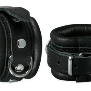 Menottes en cuir pour poignets 5cm Noir
