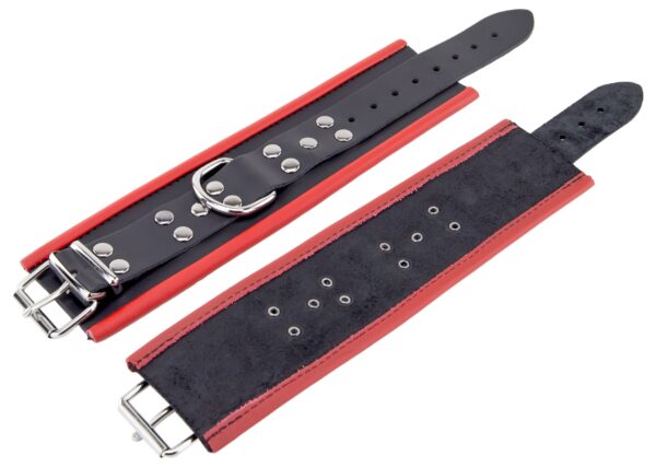 Menottes en cuir pour poignets Noir-Rouge – Image 6