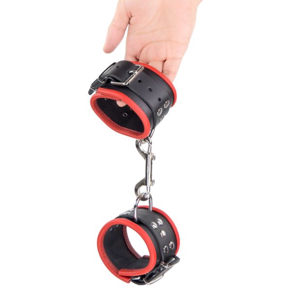 Menottes en cuir pour poignets Noir-Rouge – Image 8