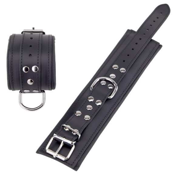 Menottes Rembourrées en cuir pour chevilles Noir – Image 4
