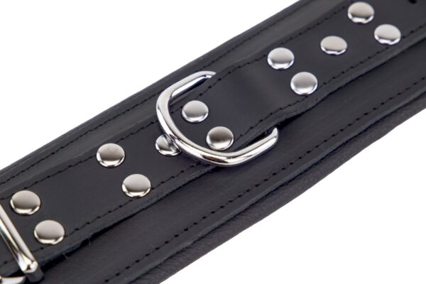 Menottes Rembourrées en cuir pour chevilles Noir – Image 5
