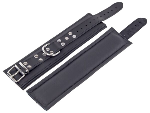 Menottes Rembourrées en cuir pour chevilles Noir – Image 6
