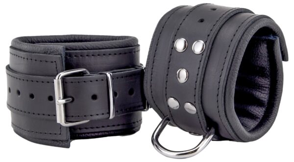 Menottes Rembourrées en cuir pour chevilles Noir – Image 7