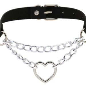 Metal Heart Collar With Chain BLACK