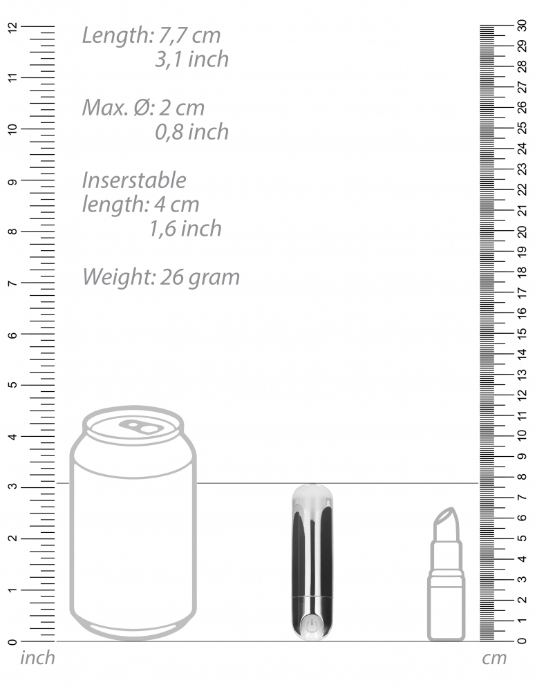 Mini Vibro Bullet Up 7.7 x 2cm Argenté – Image 3