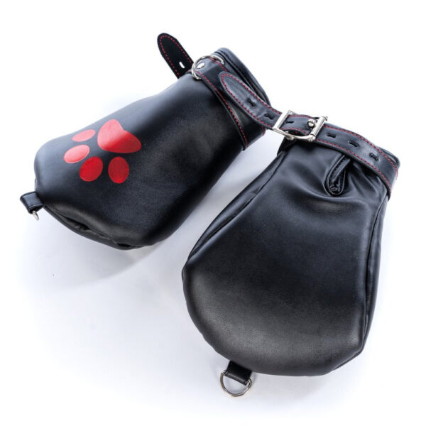 Mitaines Dog Paw Noir-Rouge – Image 4