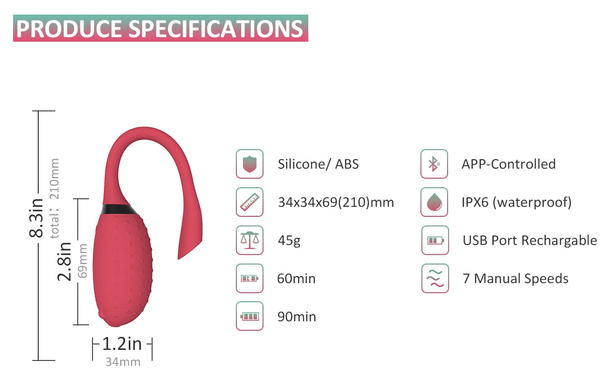 Oeuf vibrant Fugu Contrôle à distance 7 x 3.5 cm Rouge – Image 7