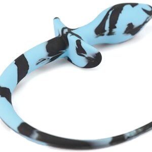 Plug Queue de chien Silicone 7.5 x 3.1cm Noir-Bleu Ciel