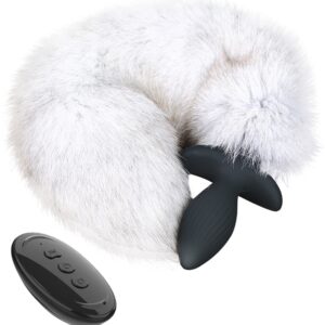 Plug vibrant avec queue Foxy 9 x 4cm | Queue 45 cm Blanc