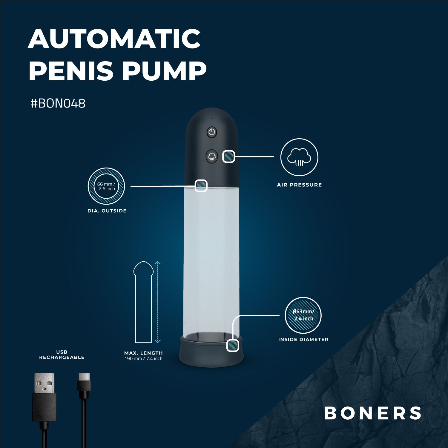 Pompe à pénis automatique Penis Auto Vacuum 19 x 6.5cm – Image 13