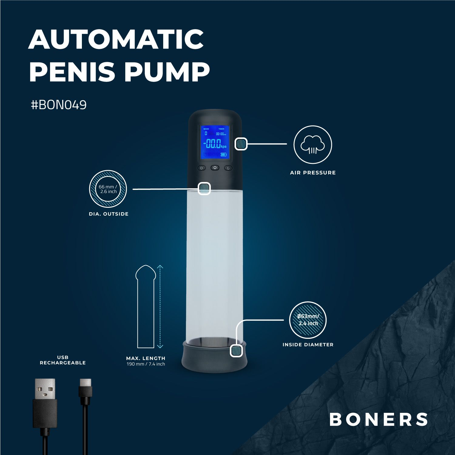 Pompe à pénis automatique Smart Pump 19 x 6.5cm – Image 8