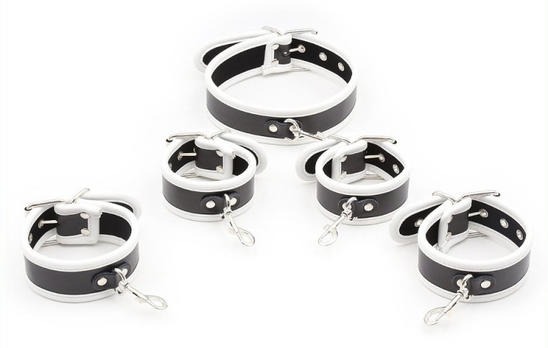 Set de restriction Collier et menottes Noir-Blanc – Image 2