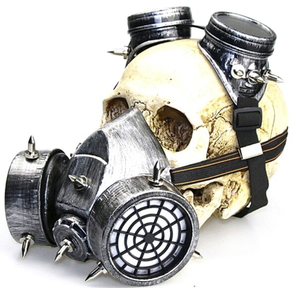 Masque à gaz et lunettes Rivets Silver Argenté – Image 3