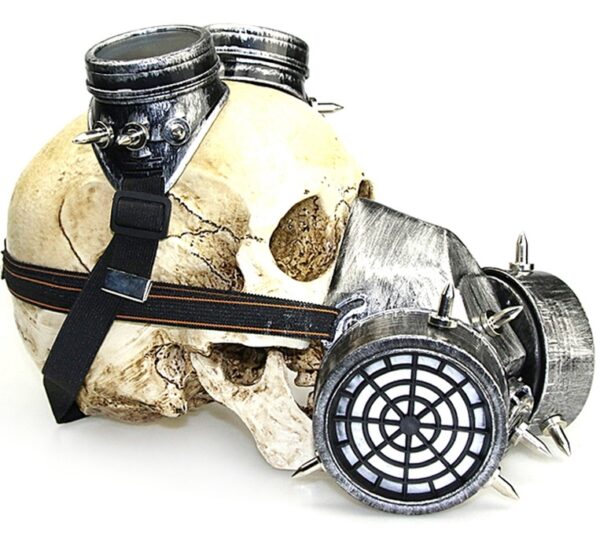 Masque à gaz et lunettes Rivets Silver Argenté – Image 4