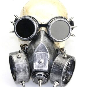 Masque à gaz et lunettes Rivets Silver Argenté