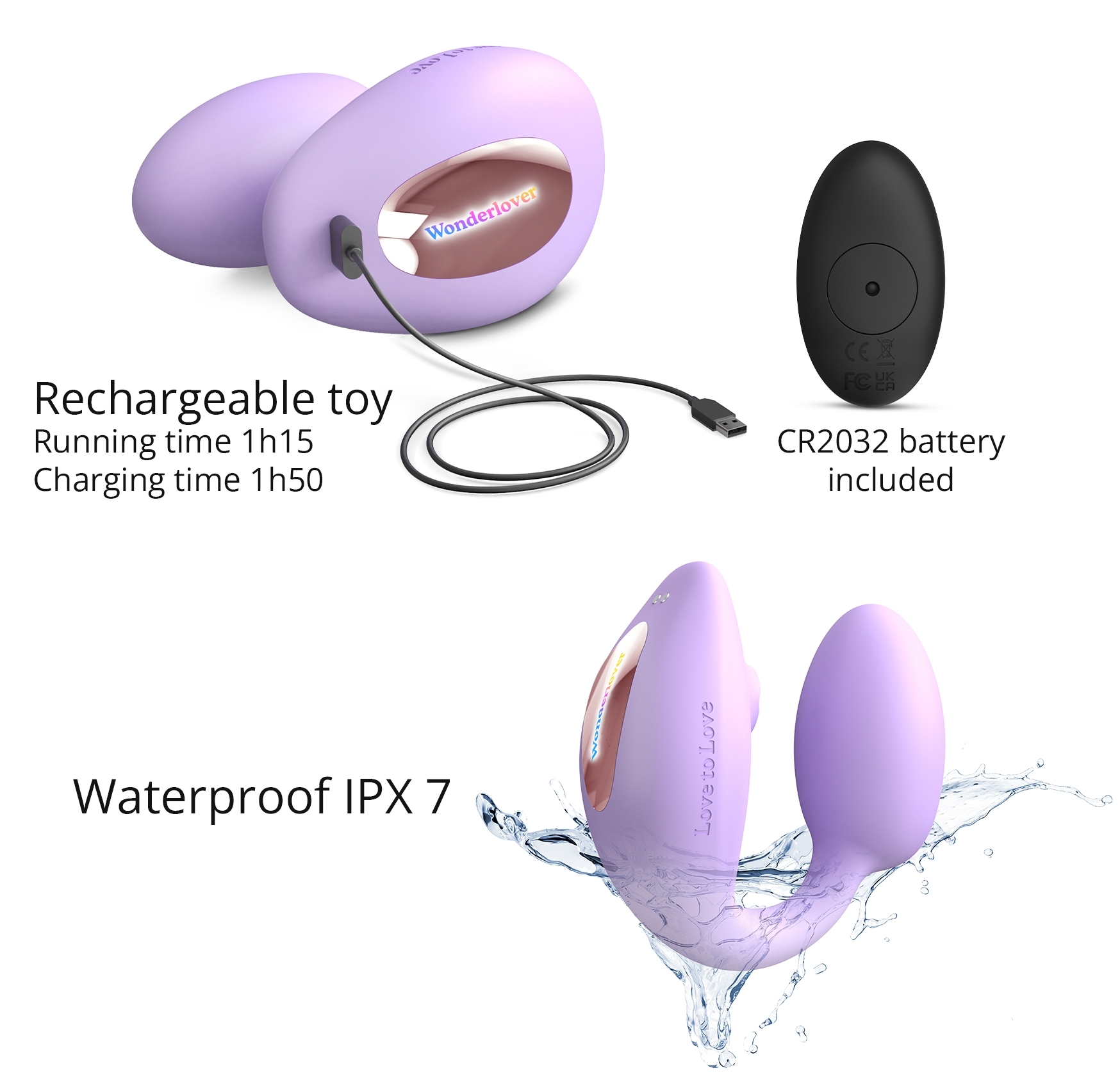 Stimulateur Clitoris et Point G Wonderlover Love to Love Mauve – Image 3