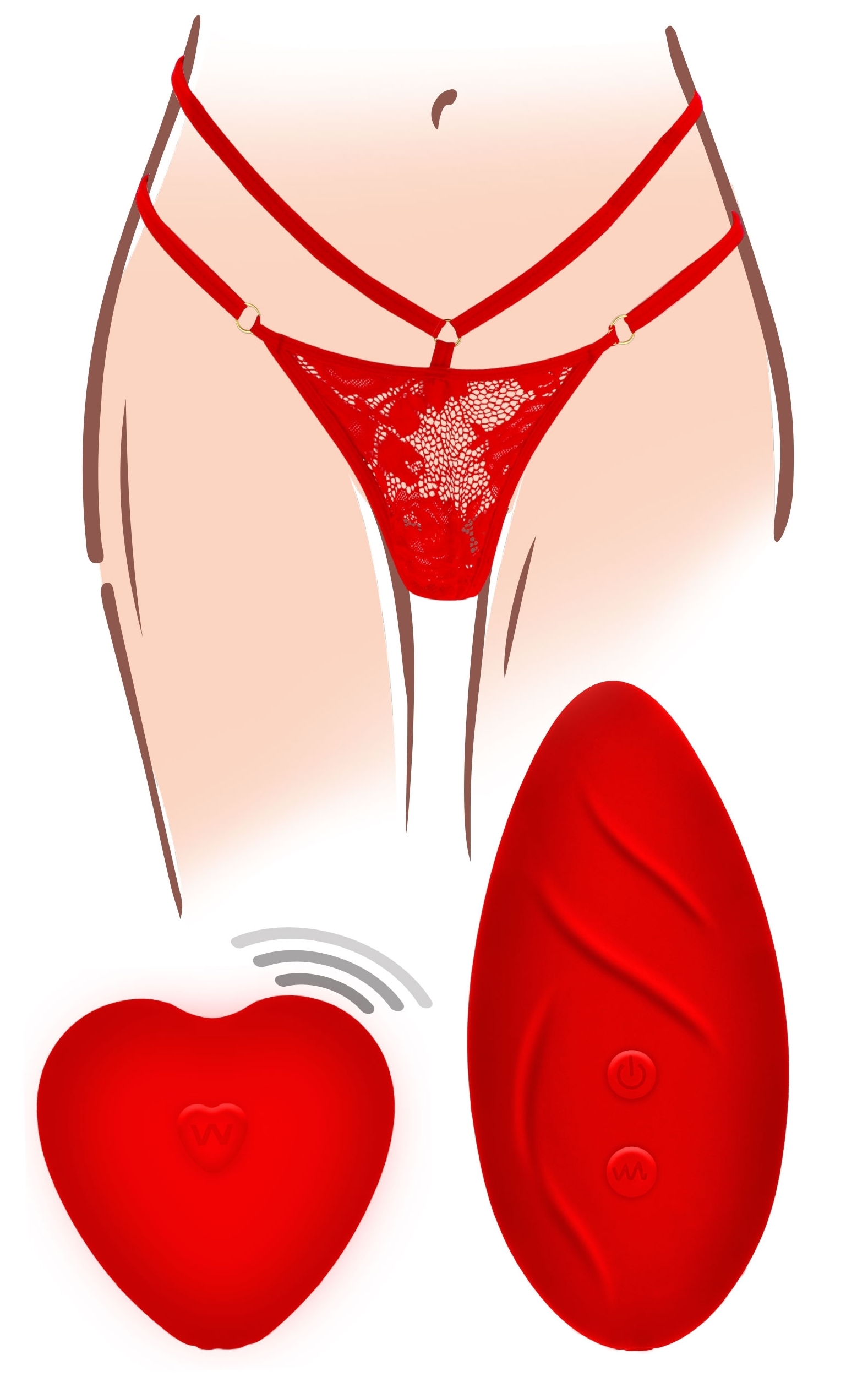 Stimulateur de clitoris avec culotte dentelle Divine Panty Rouge – Image 3