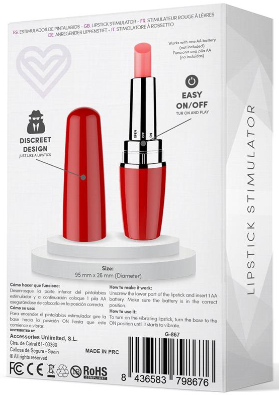 Stimulateur de clitoris Viblips 9.5 x 2.5cm Rouge – Image 4