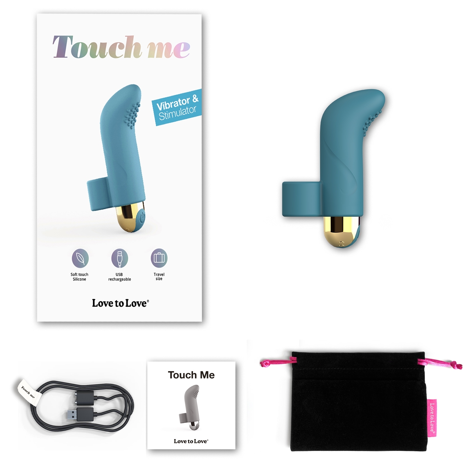 Vibro de doigt Touch Me Love to Love Bleu – Image 2