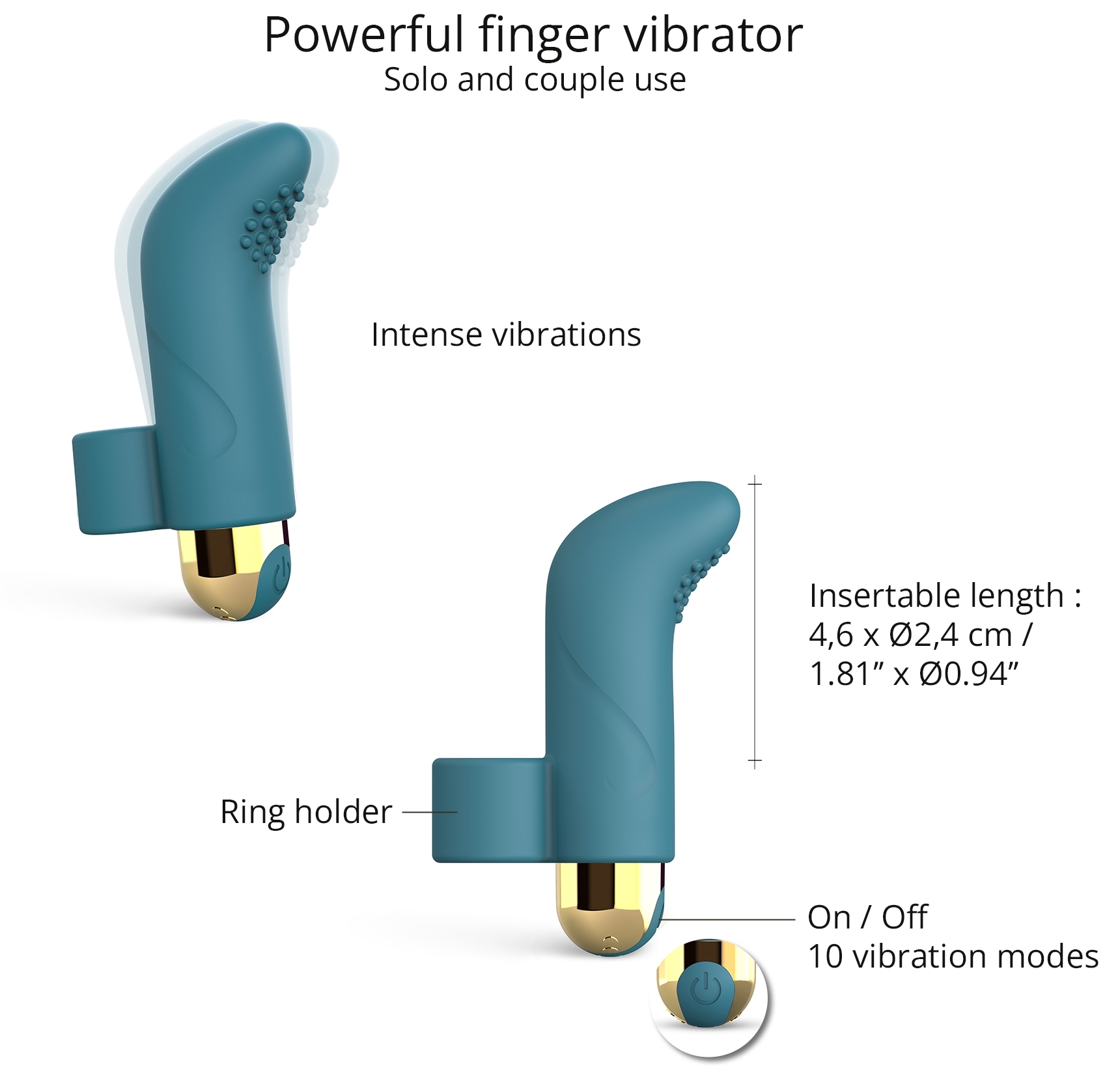 Vibro de doigt Touch Me Love to Love Bleu – Image 4