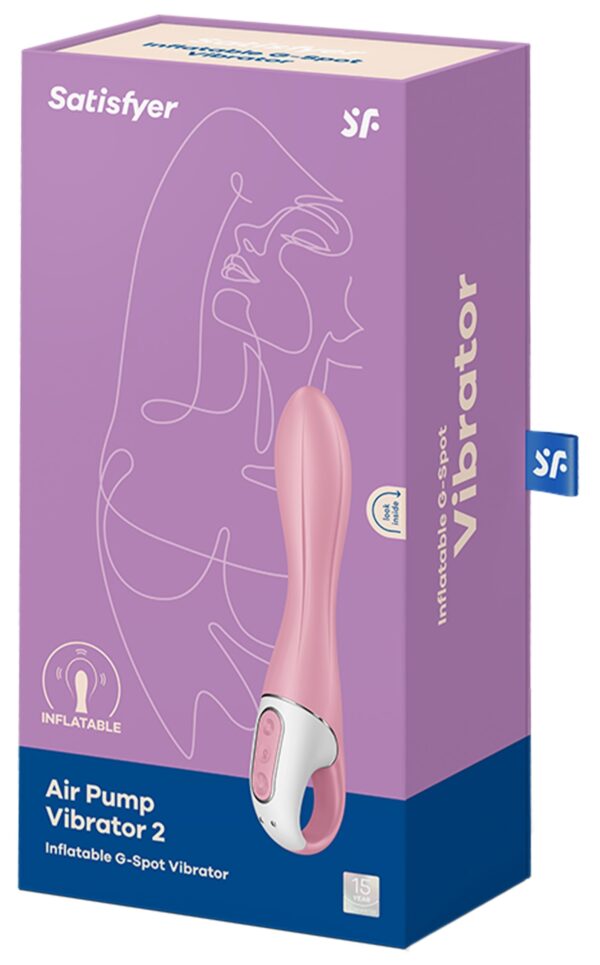 Vibro gonflable Air Pump Vibrator 2 Satisfyer 12 x 3.5cm Rose – Image 2