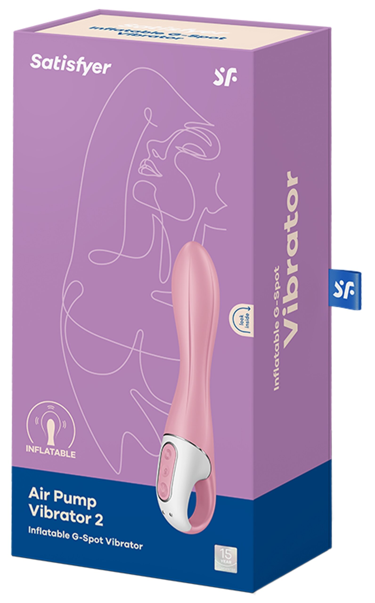 Vibro gonflable Air Pump Vibrator 2 Satisfyer 12 x 3.5cm Rose – Image 2