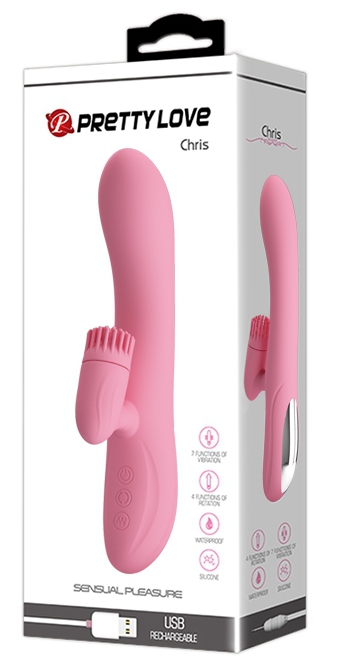 Vibro Rabbit Chris Pretty Love 20 x 3.5 cm Rose – Image 2