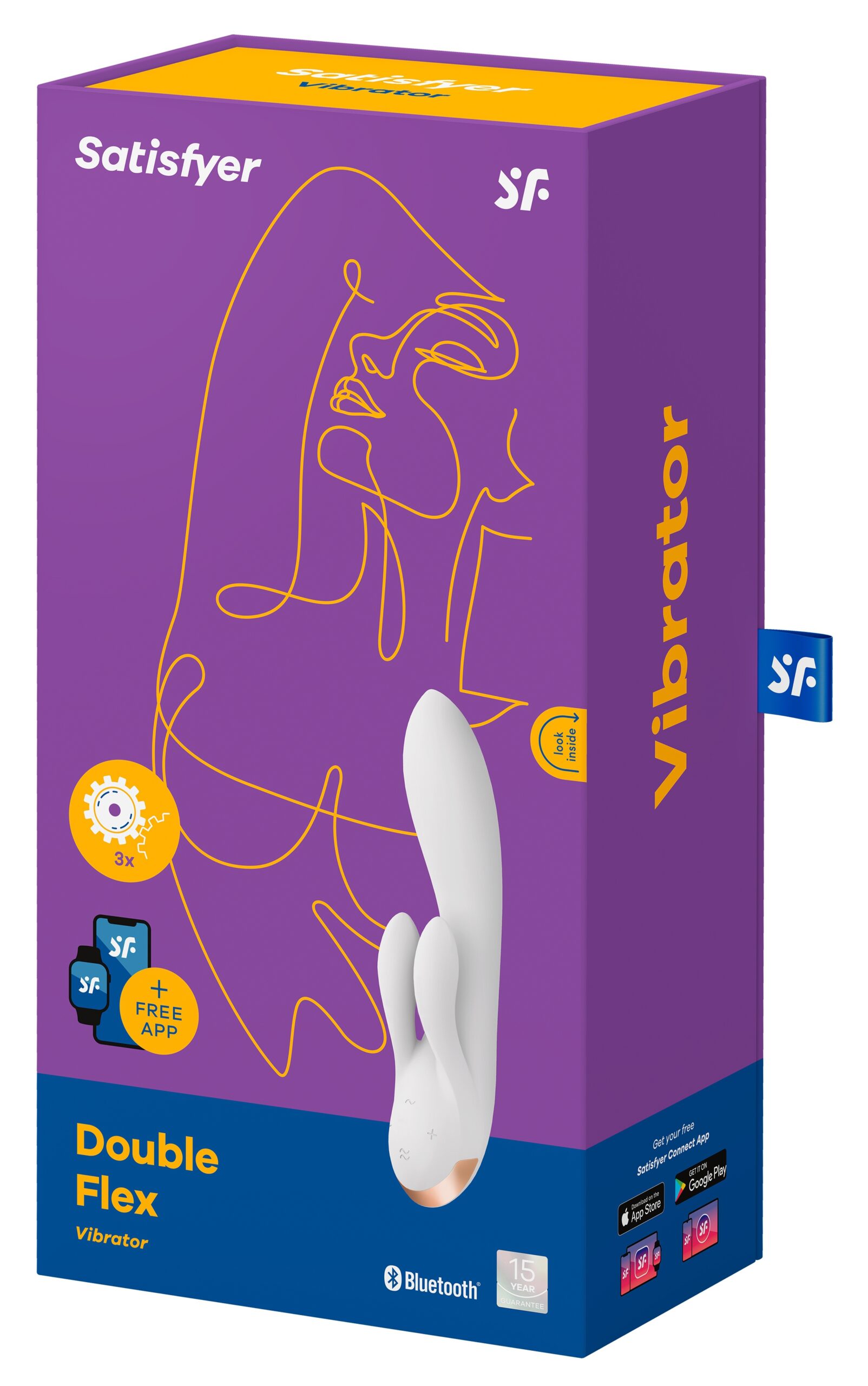 Vibro Rabbit connecté Double Flex Satisfyer 20cm Blanc – Image 3