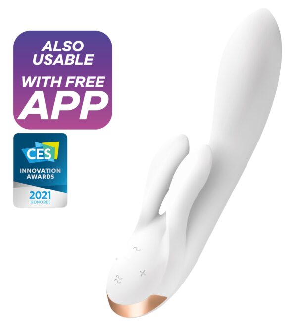 Vibro Rabbit connecté Double Flex Satisfyer 20cm Blanc – Image 8