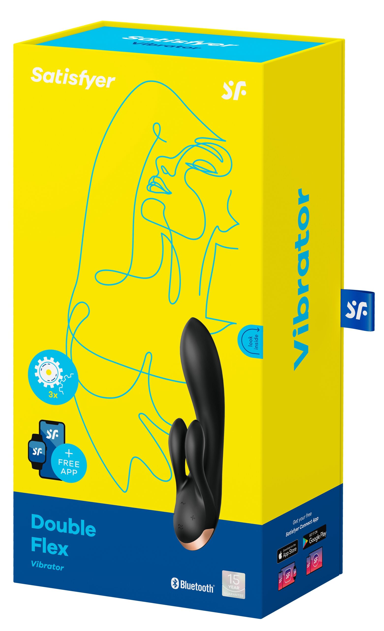 Vibro Rabbit connecté Double Flex Satisfyer 20cm Noir – Image 3