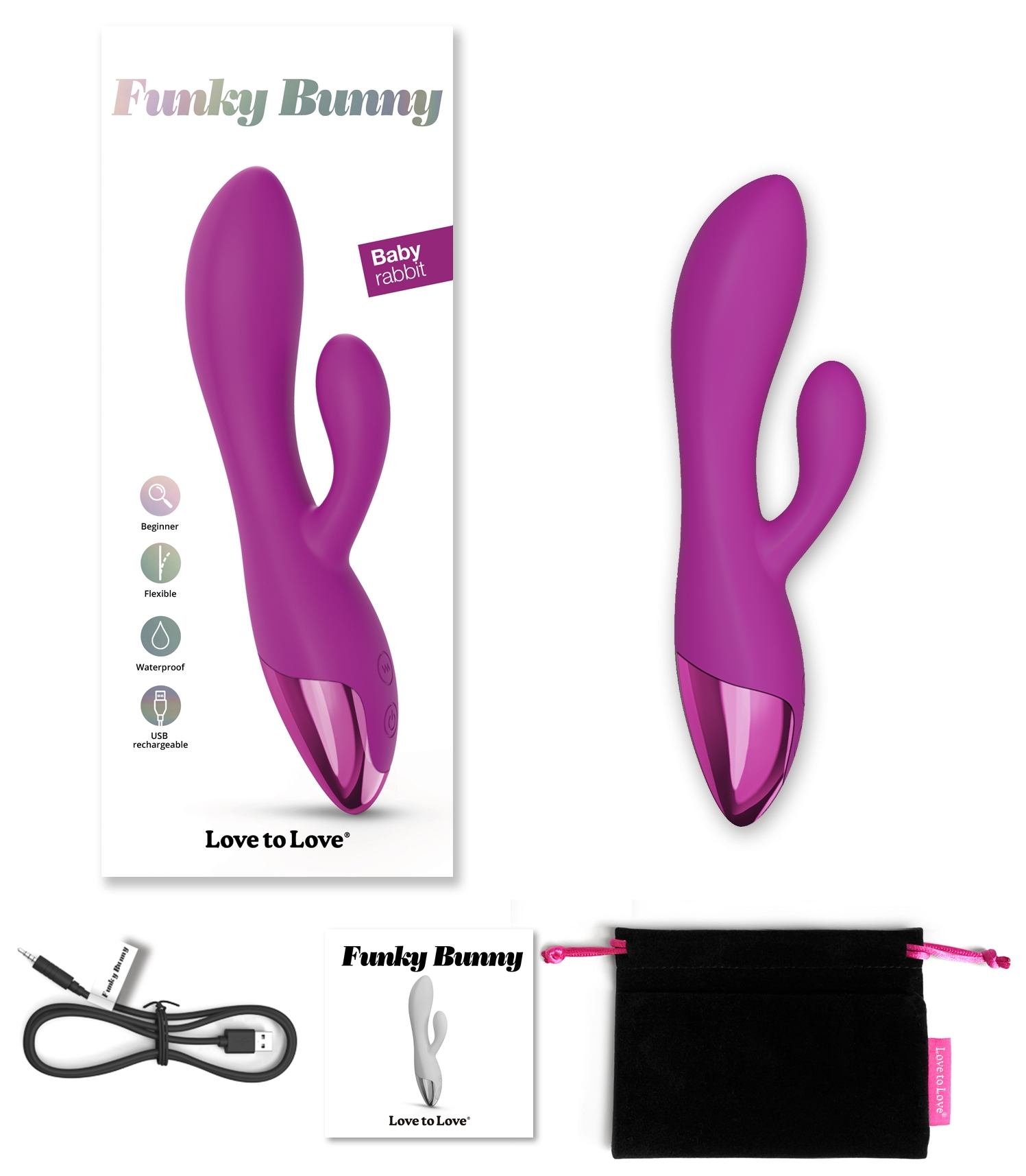 Vibro Rabbit Funky Bunny Love to Love Fuchsia – Image 2