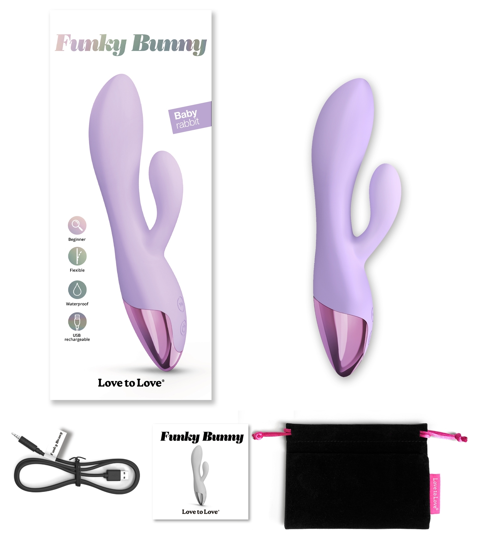 Vibro Rabbit Funky Bunny Love to Love Mauve – Image 2