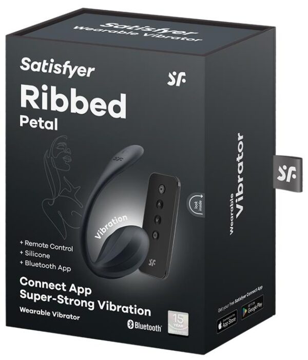 Vibromasseur Connecté Point G Ribbed Petal 8.5 x 3.8cm Noir – Image 2